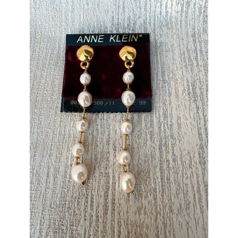 Brand New Vintage Anne Klein 5-Tier Pearl Drop Earrings - Coquette Glam
